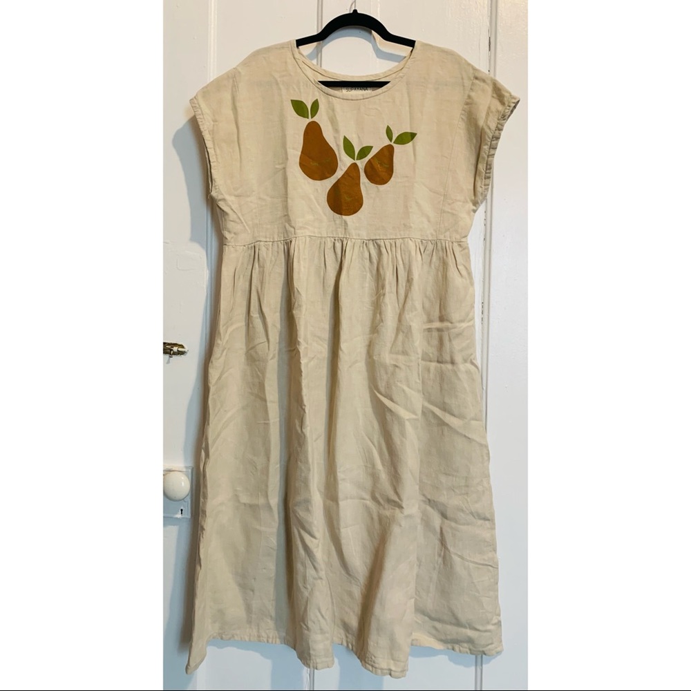 Supayana pear print linen maxi dress small S loose fit
